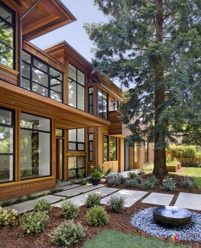 可持续的别墅花园设计，轻钢结构木屋别墅花园施工
